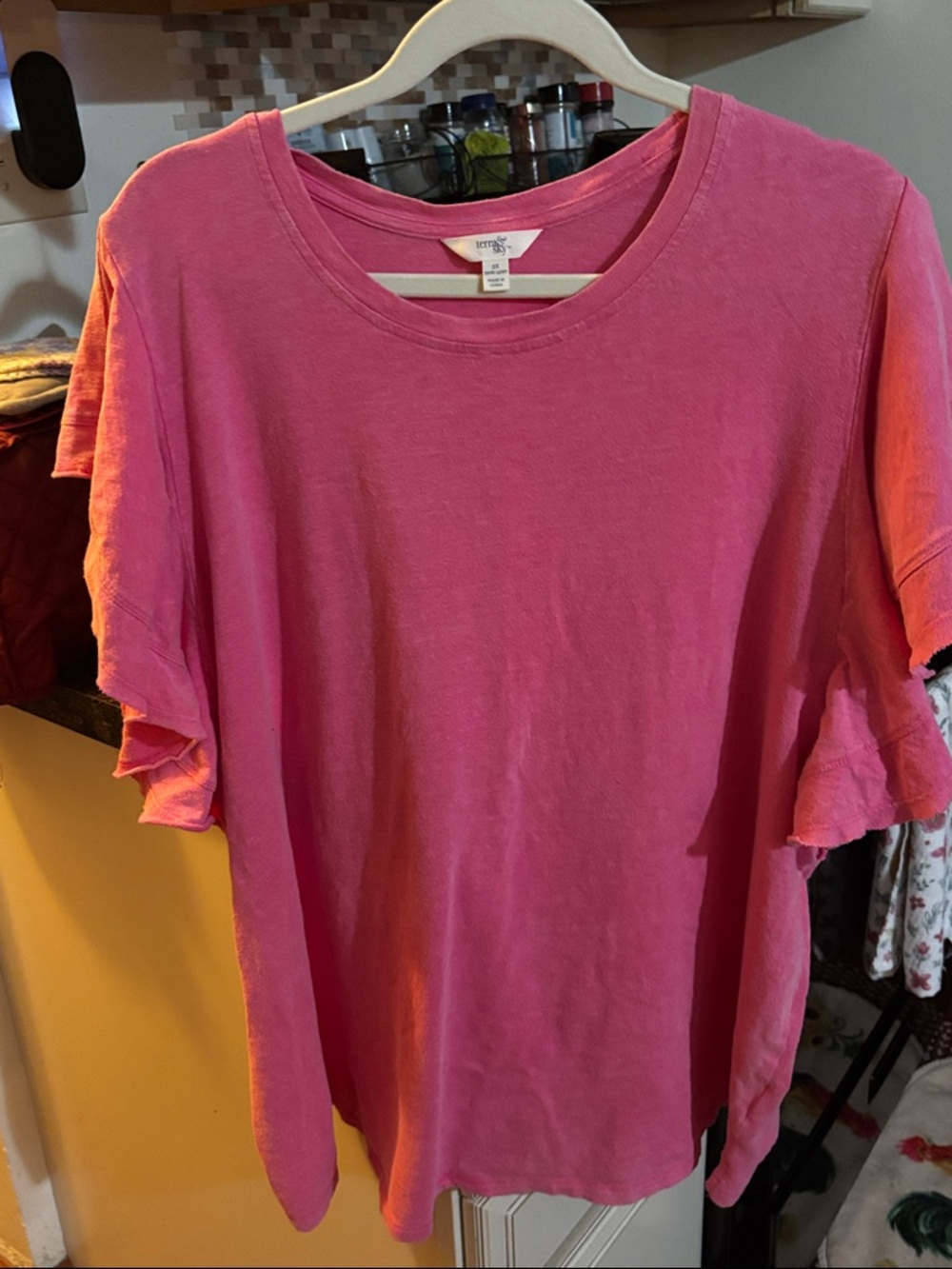 2x Terra & Sky bubblegum Pink Ruffle Sleeve Short Sleeve Tee